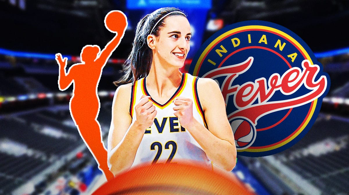 Caitlyn Clark, WNBA and Indiana Fever logos