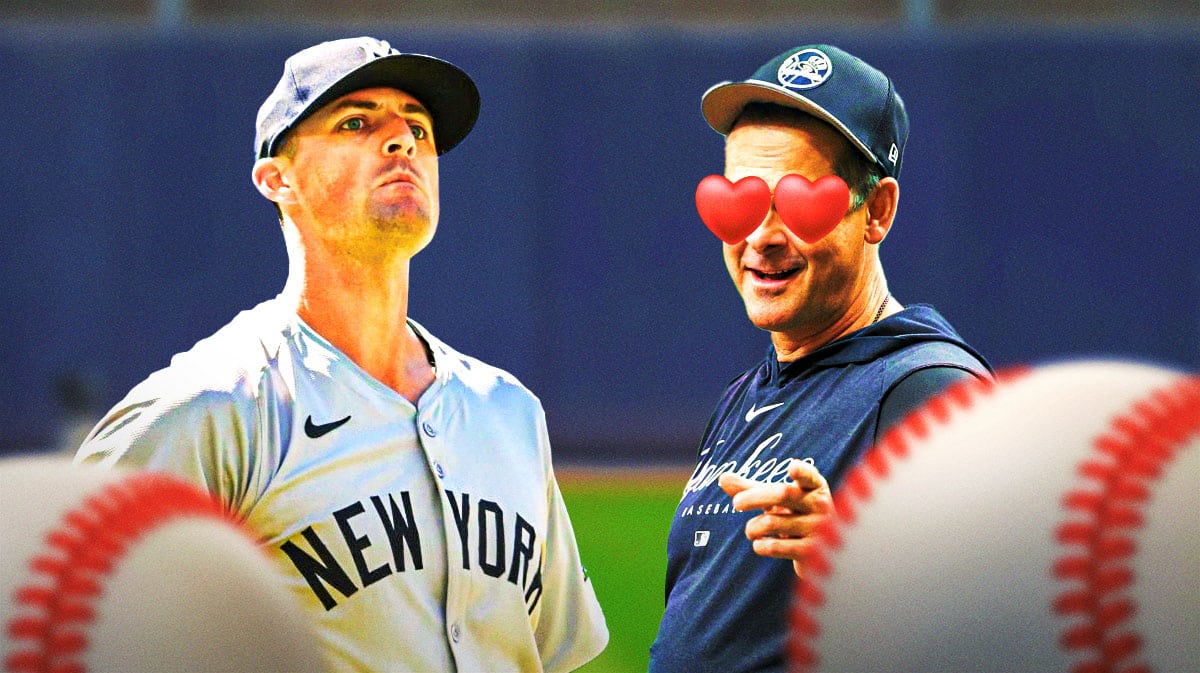 Clay Holmes Aaron Boone with heart eyes
