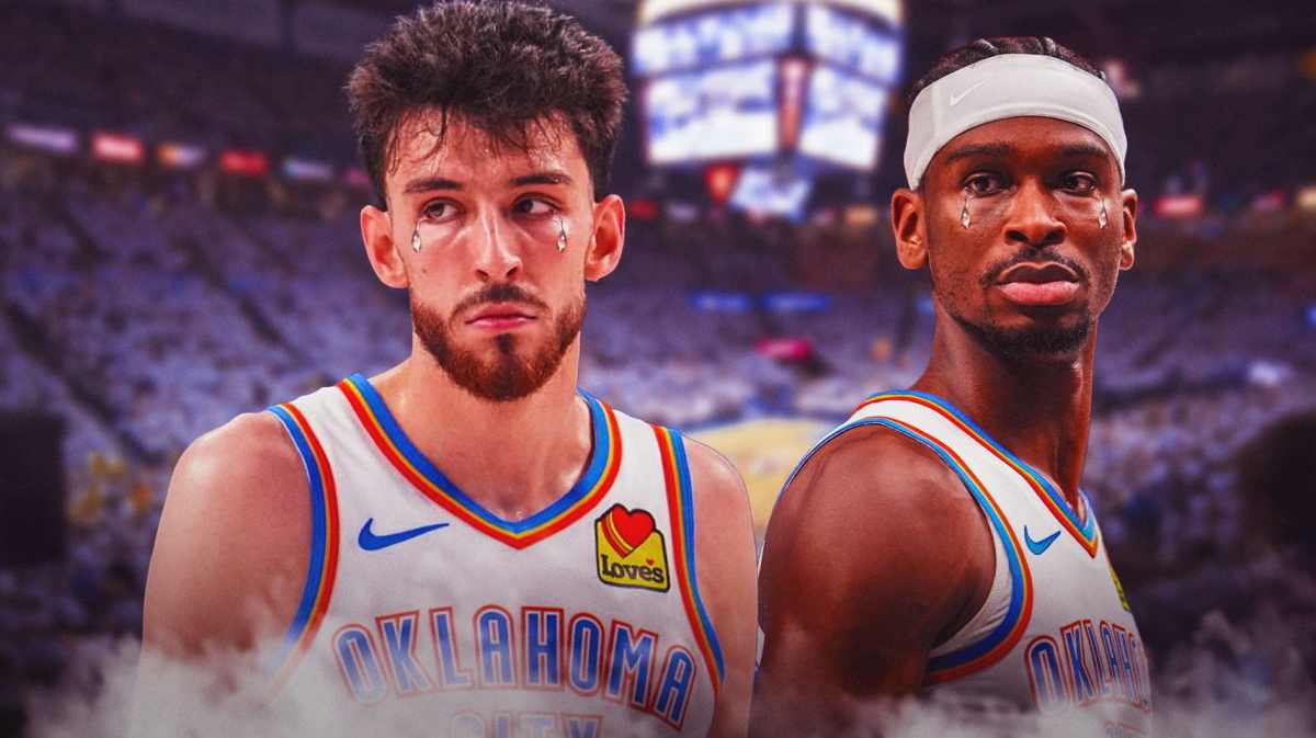 Chet Holmgren and Shai Gilgeous-Alexander with animated tears