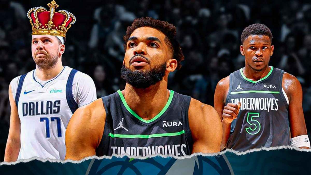 Timberwolves Karl-Anthony Towns with Anthony Edwards amid NBA Playoffs loss to Mavericks