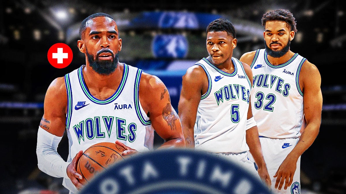Mike Conley, Anthony Edwards, and Karl-Anthony Towns