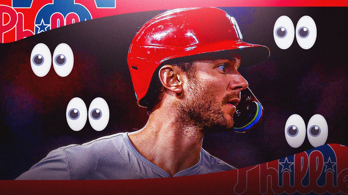 Trea Turner with eyeball emojis around him