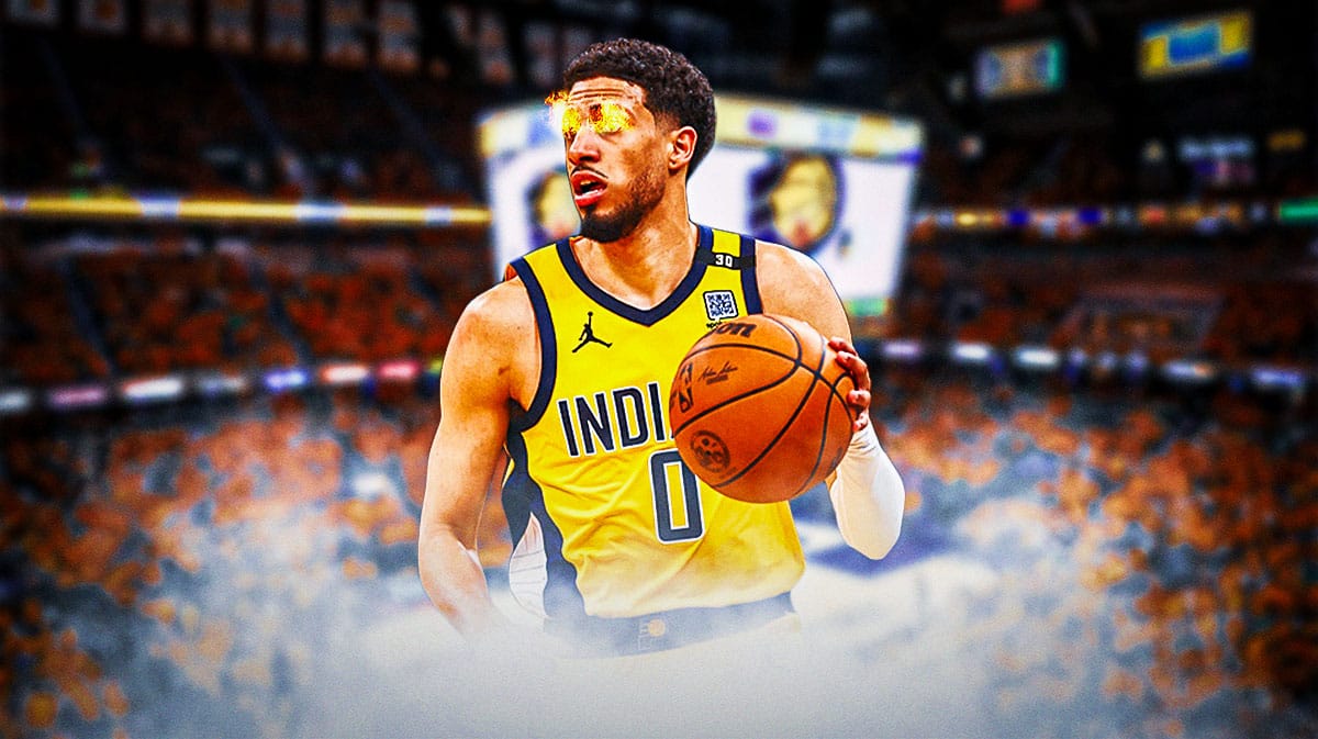 Photo: Tyrese Haliburton with fire in his eyes in Pacers jersey