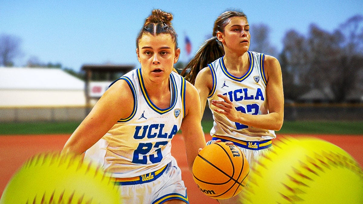 UCLA women's basketball player Gabriela Jaquez on a softball field