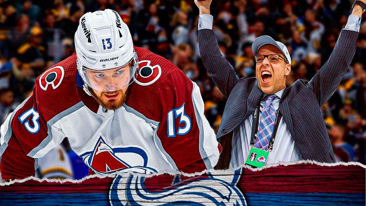 Avalanche Gm Chris MacFarland stands next Valeri Nichushkin after suspension news