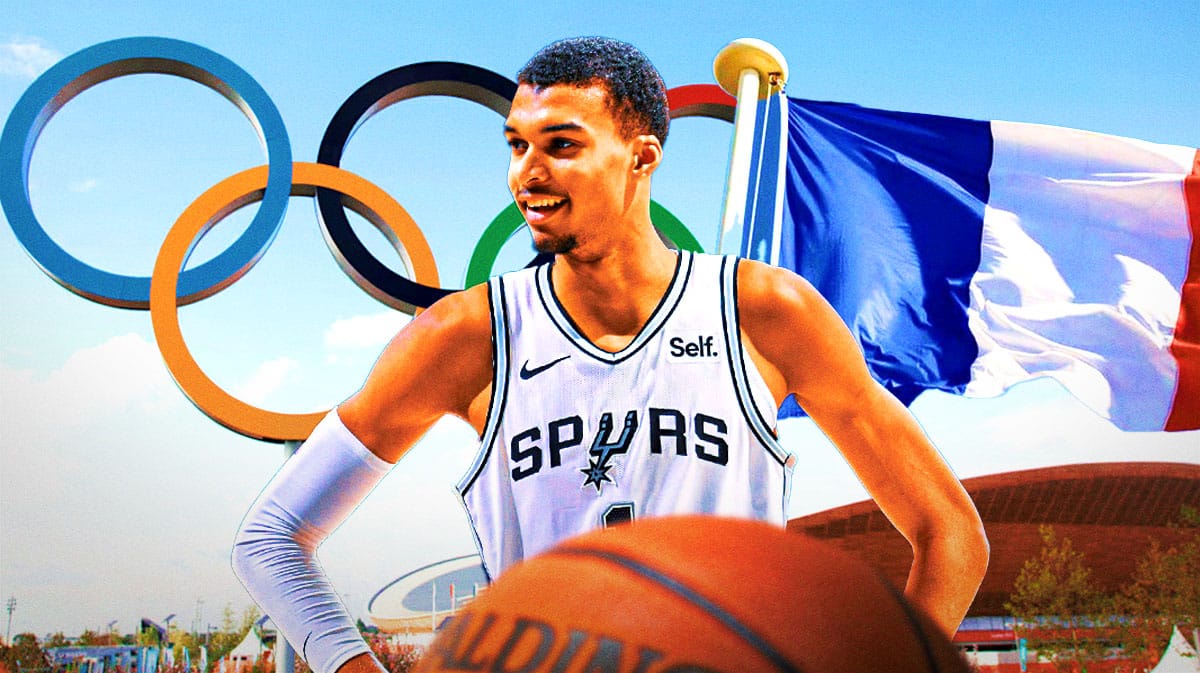 Spurs' Victor Wembanyama image, French National flag, Olympic symbol