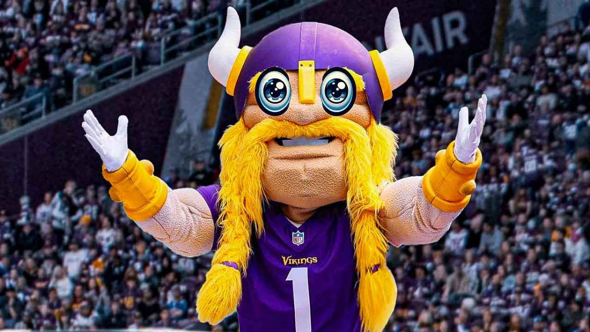 Minnesota Vikings mascot with woke eyes