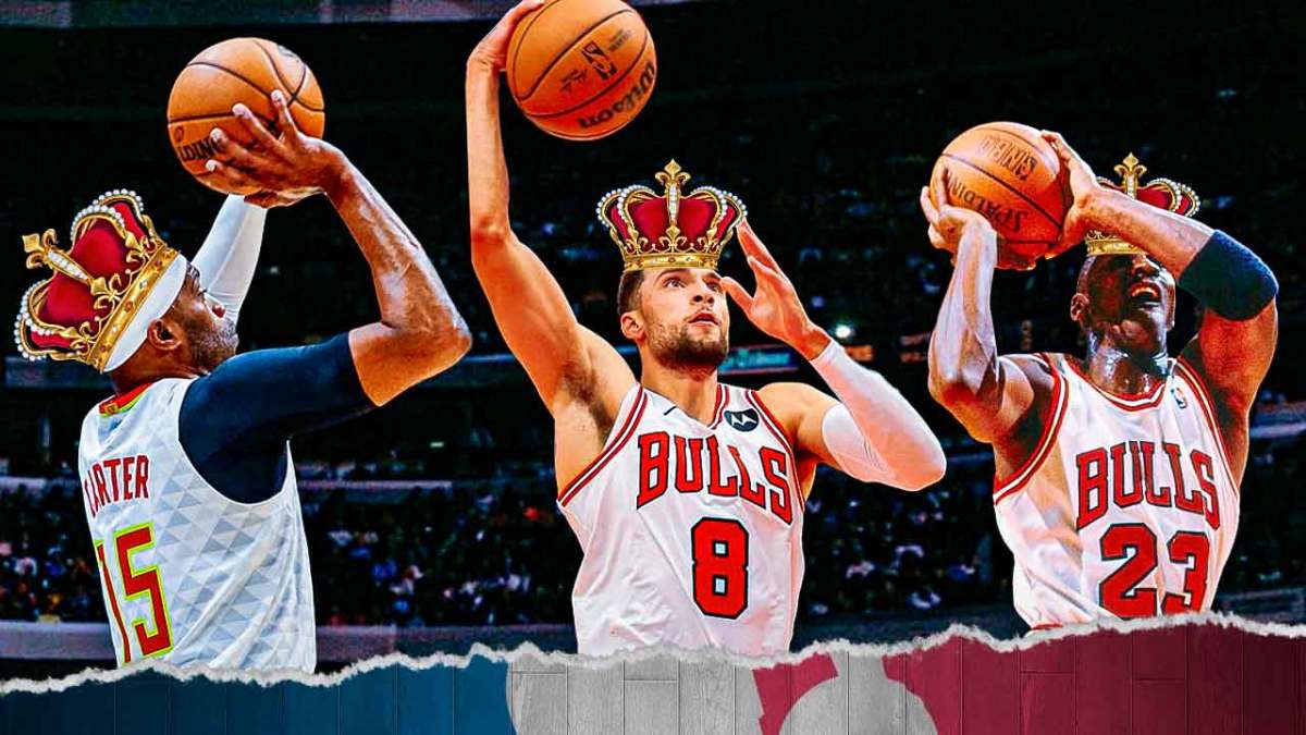 Vince Carter with Michael Jordan and Zach LaVine amid NBA All-Star Weekend Dunk Contest