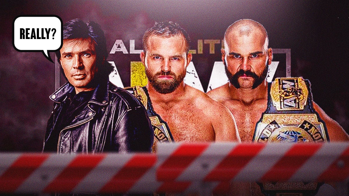 Eric Bischoff with a text bubble reading "Really?" next to FTR with the AEW logo as the background.