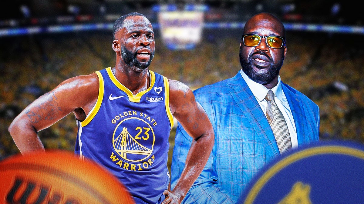 Warriors, Draymond Green, Rasheed Wallace, Shaquille O'Neal, Lakers, Draymond Green and Shaq with Warriors arena in the background