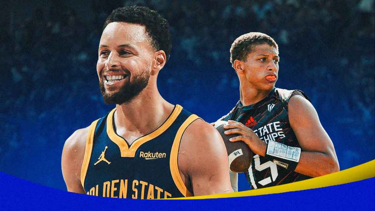Warriors Stephen Curry with NFL legend Chiefs QB Patrick Mahomes