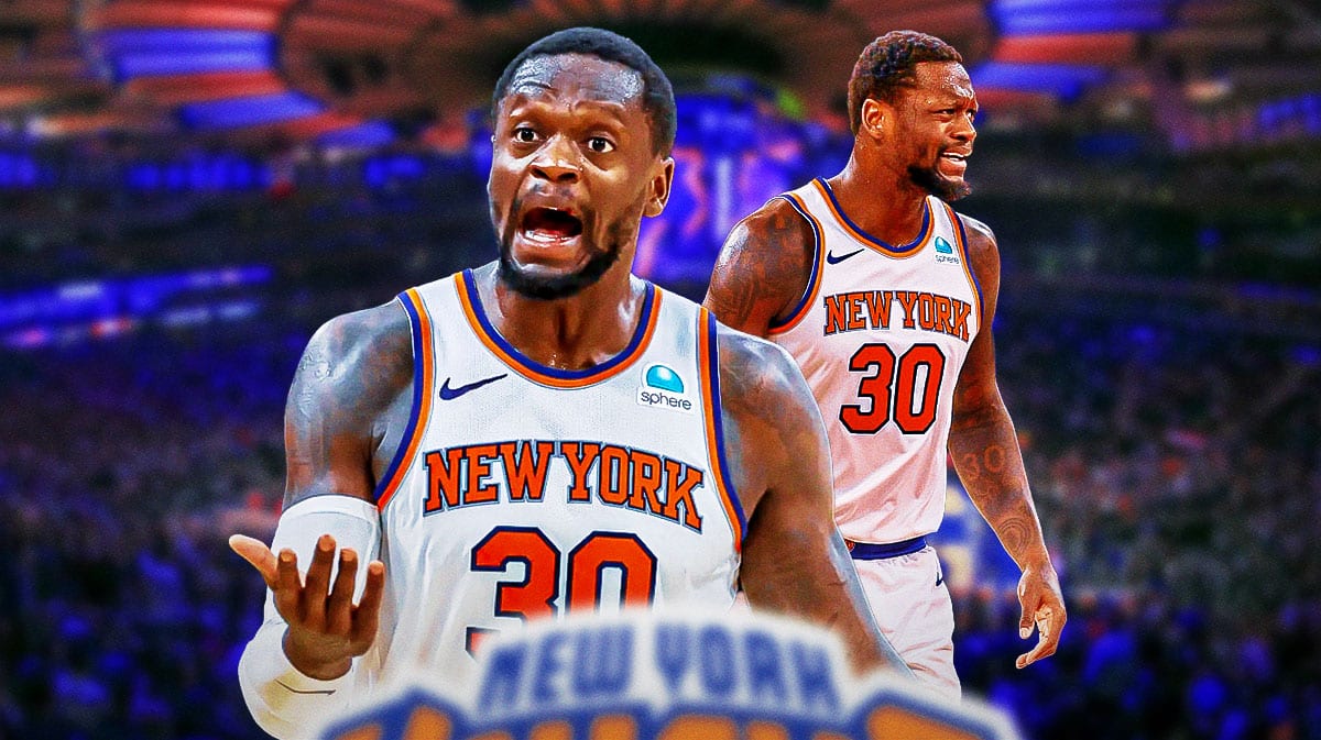 Need cover image of Julius Randle appearing confused, preferably with his arms out to his sides in a questioning manner.