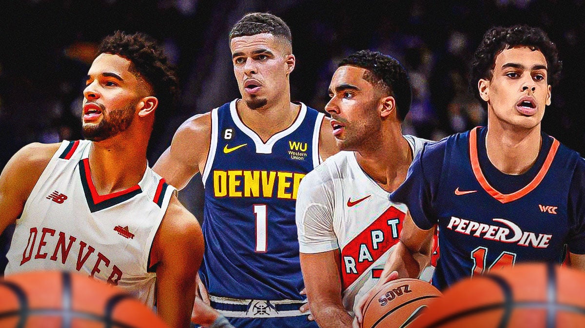 Michael Porter Jr. in the background. In front of him are his brothers: Jontay, Coban, and Jevon.