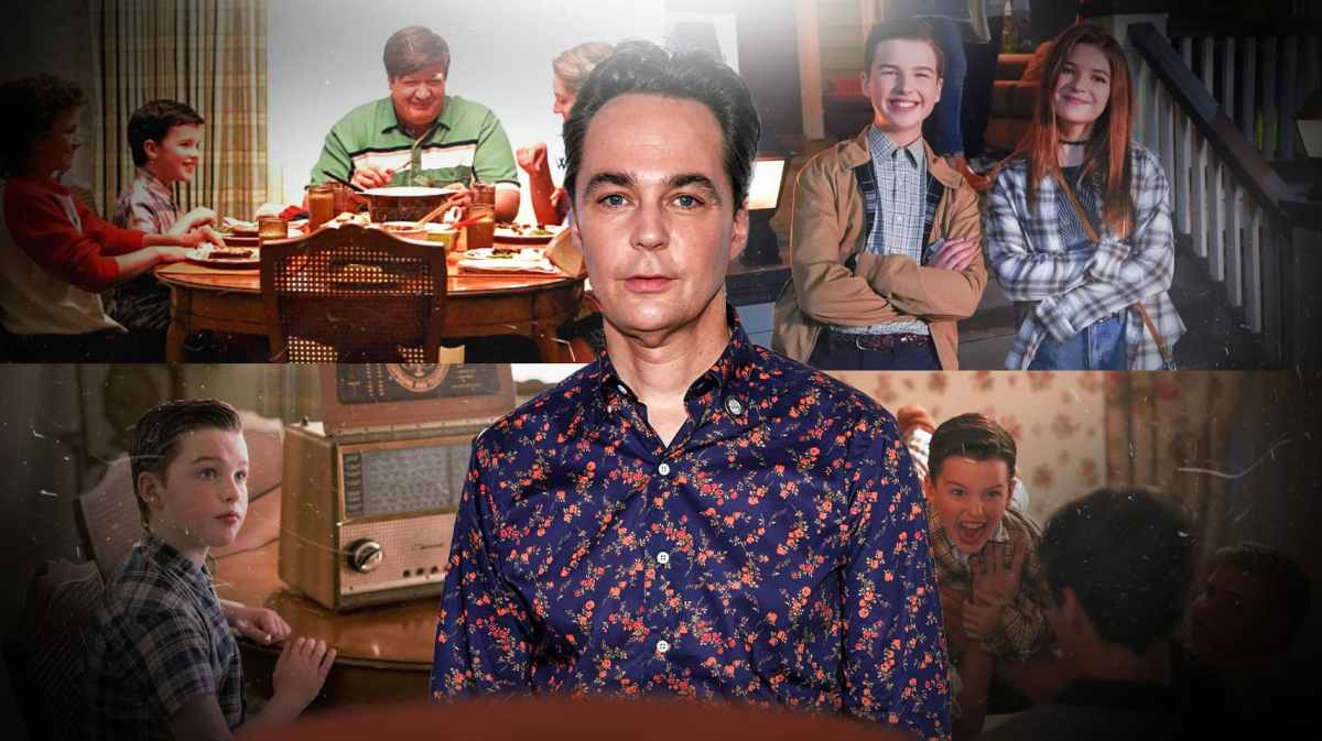 Jim Parsons and scene from Young Sheldon.
