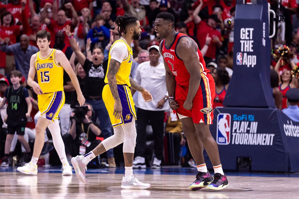 New Orleans Pelicans players Zion Williamson