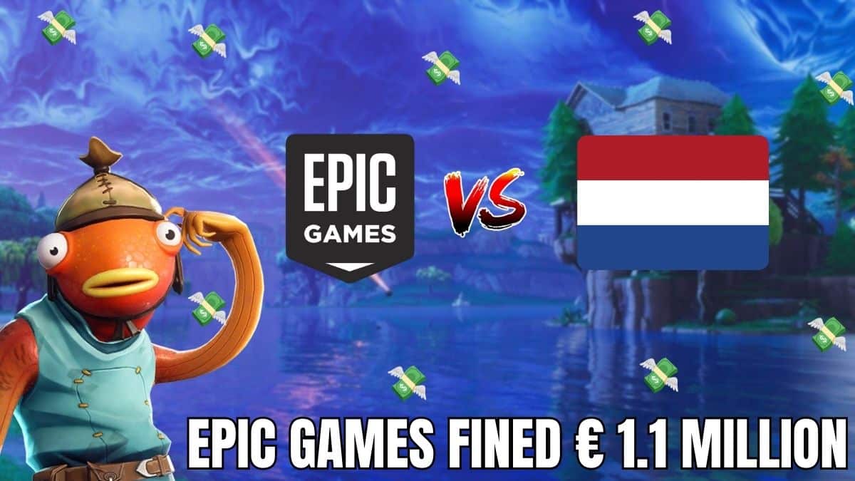 key image of fortnite landscape with fortnite skin, netherlands flag and epic games logo, with moeny emoji