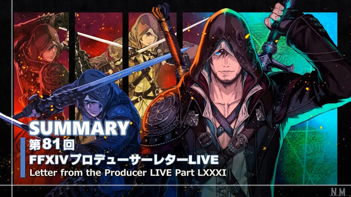 ffxiv live letter 81, ffxiv live letter summary, ffxiv dawntrail, ffxiv job updates, ffxiv 7.0, key art for the ffxiv live letter 81 with the word summary on top