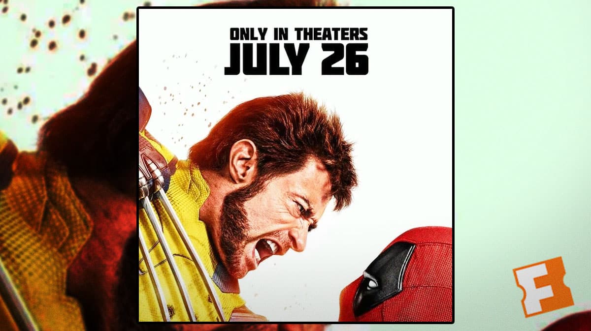 Movie poster for Deadpool and Wolverine and Fandango logo