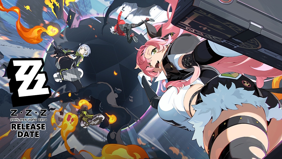 zenless zone zero, zenless zone zero release date, zenless zone zero gameplay, zenless zone zero story, zenless zone zero trailer, key art for zenless zone zero with the game logo on one side and the words release date under the logo