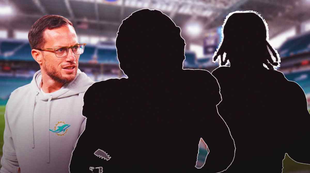 Jaylen Wright and Malik Washington as silhouettes. Mike McDaniel