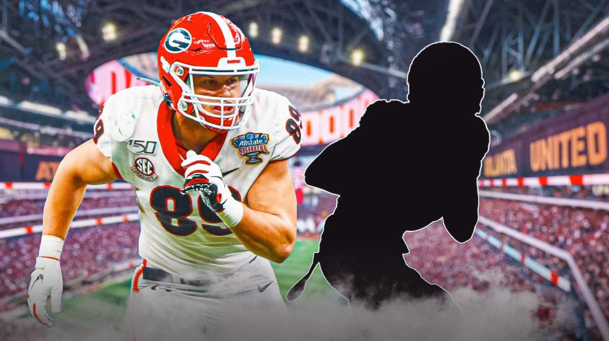 University of Georgia Charlie Woerner next to the blacked-out silhouette of Ray-Ray McCloud with the