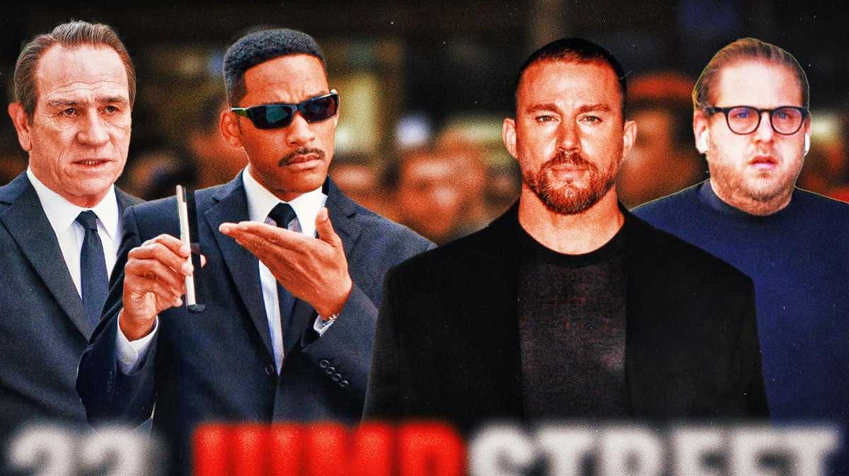 23 Jump Street stars Channing Tatum and Jonah Hill with Men in Black stars Tommy Lee Jones and Will Smith.