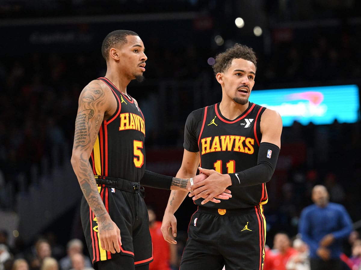 Atlanta Hawks players Dejounte Murray and Trae Young