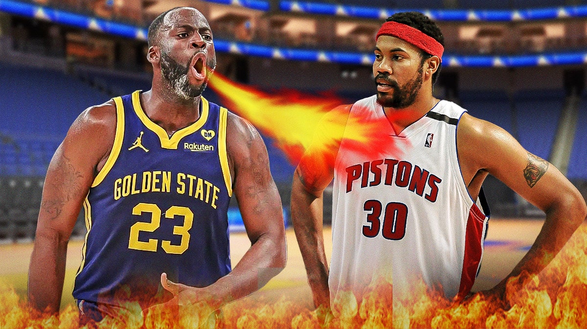 Warriors' Draymond Green breathing fire at Pistons' Rasheed Wallace