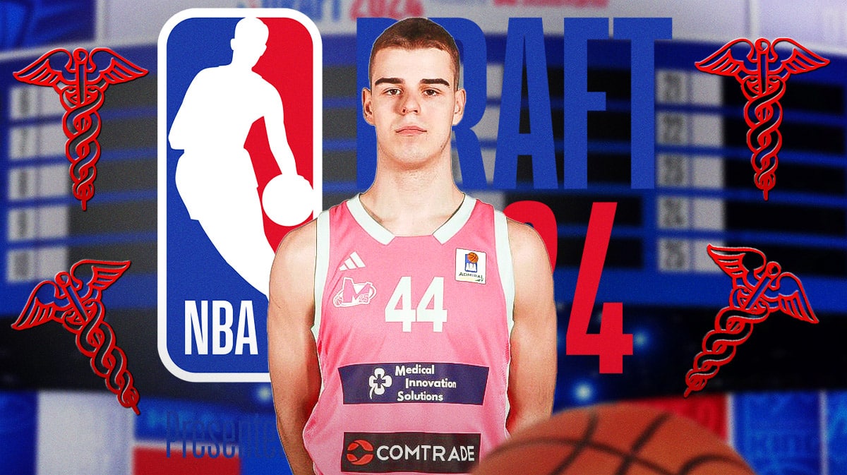 Nikola Topic with NBA Draft logo and red medical symbols