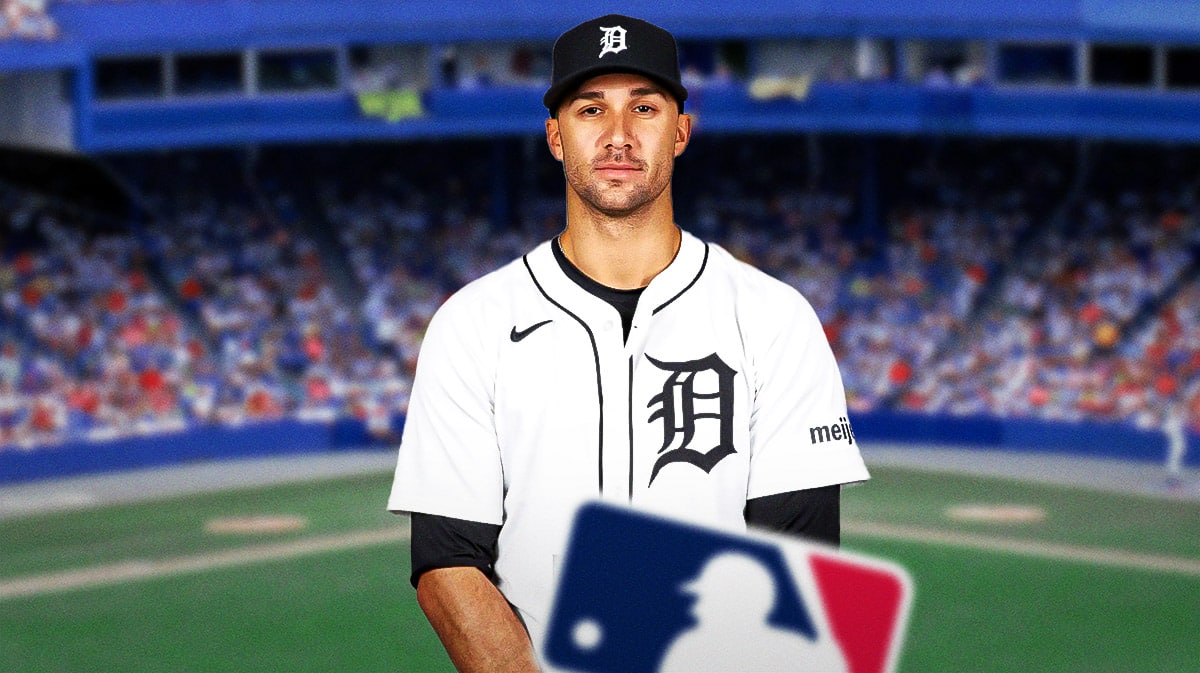 Tigers pitcher Jack Flaherty looking.