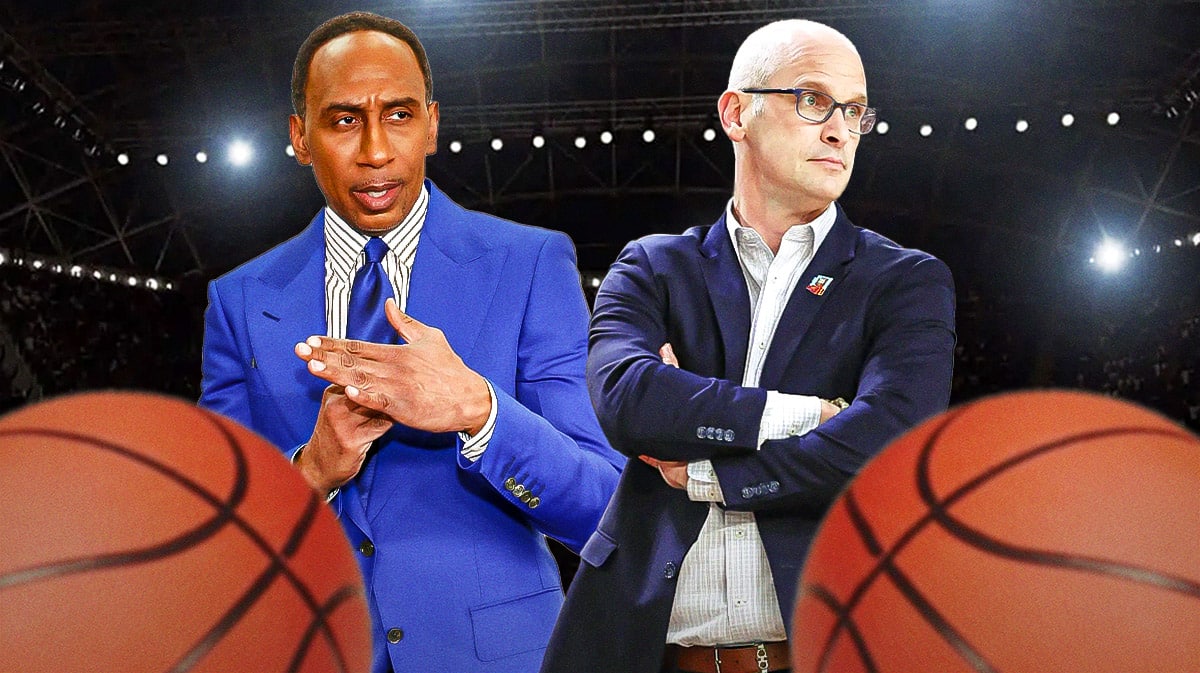 Stephen A. Smith and potentially new Los Angeles Lakers head coach Dan Hurley in front of Crypto.com Arena.