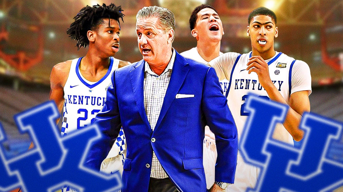 Former Kentucky basketball coach John Calipari, with Anthony Davis, Shai Gilgeous-Alexander and Devin Booker.