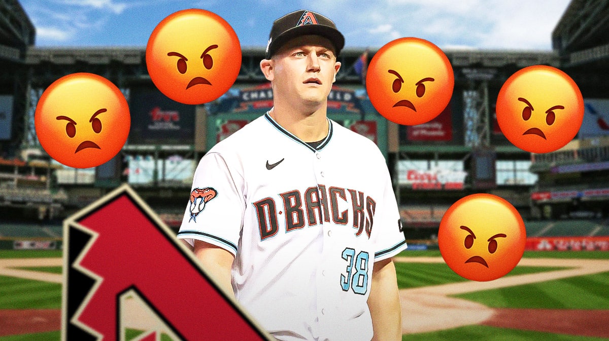 Paul Sewald with a bunch of Arizona Diamondbacks fans and angry emojis in the background