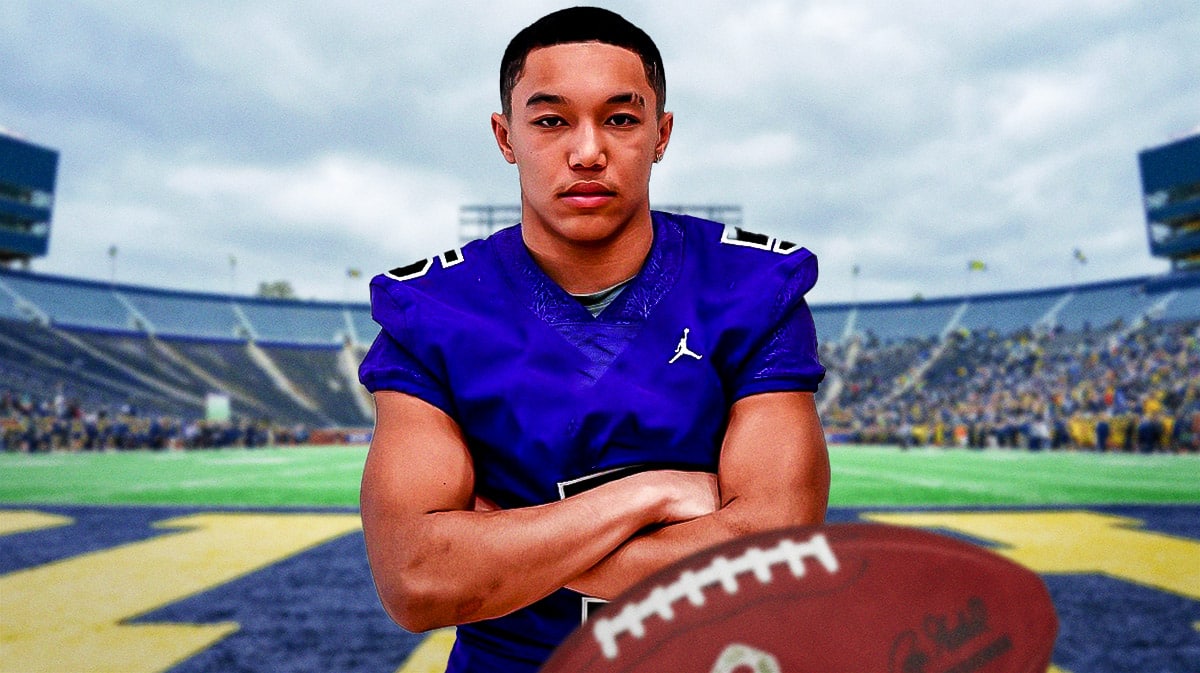 Michigan football, Wolverines, Michigan football recruiting, Kainoa Winston, Kainoa Winston Michigan, Kainoa Winston (high school football player) with Michigan football stadium in the background
