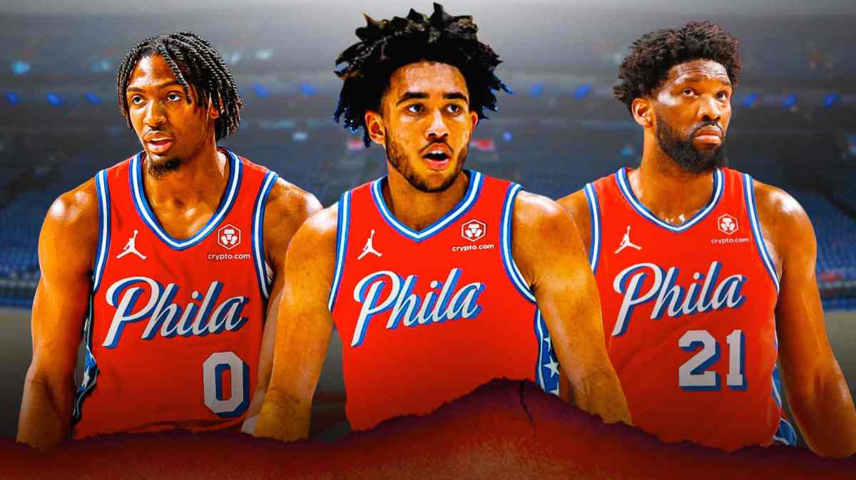 76ers' Tyrese Maxey, Jared McCain and Joel Embiid