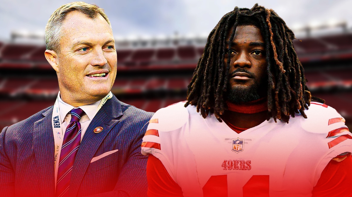 49ers' Brandon Aiyuk, general manager John Lynch