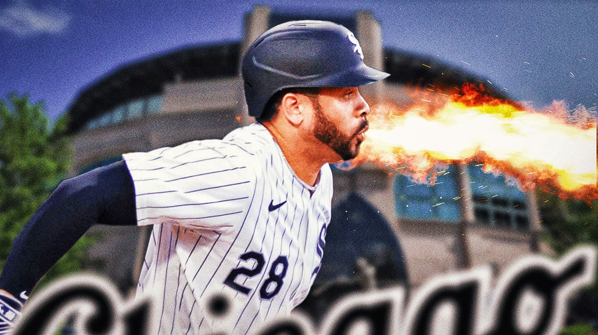 Brewers catcher William Contreras and White Sox outfielder Tommy Pham meet at the plate.