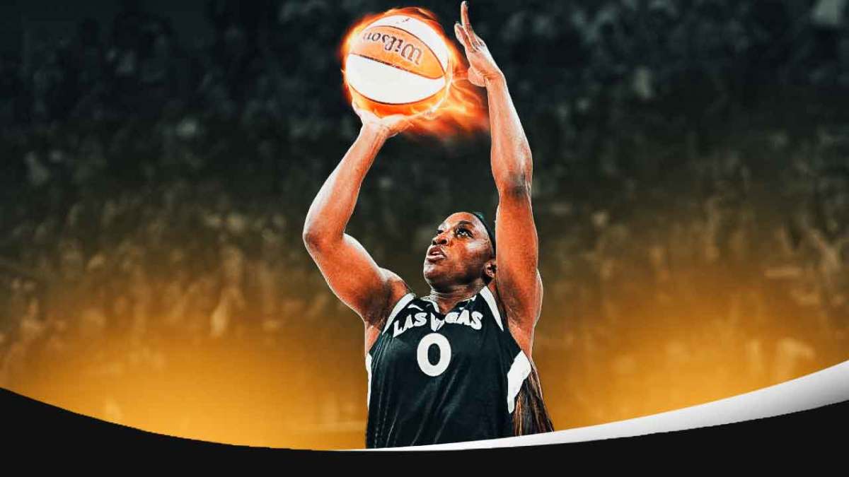 Jackie Young shooting the ball on fire