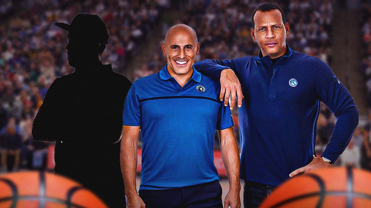 Timberwolves' owners Marc Lore and Alex Rodriguez with blacked out person