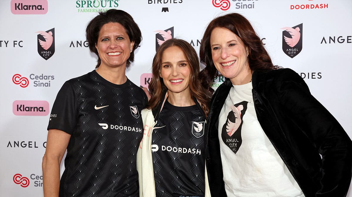 Angel City FC founders Julie Uhrman, Natalie Portman, and Kara Nortman in 2023.