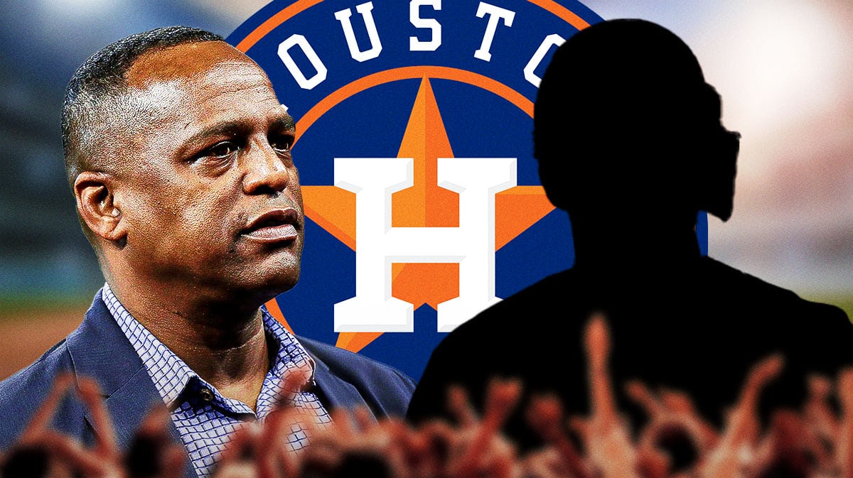 Astros' Dana Brown next to a silhouette of a player