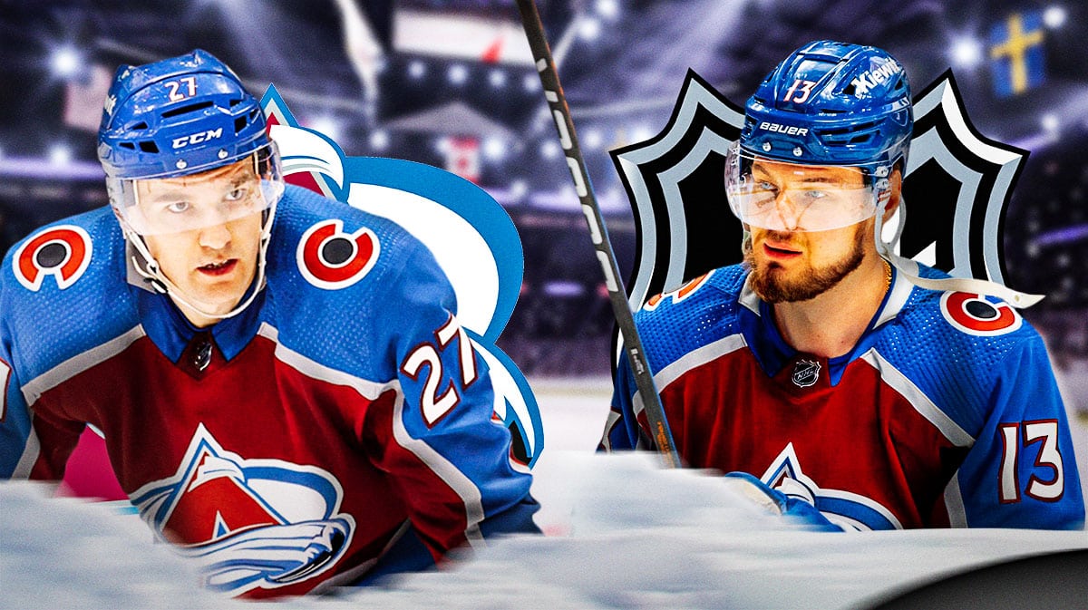 Avalanche's Valeri Nichushkin stands next to Jonathan Drouin, NHL free agency, suspension reporters in background