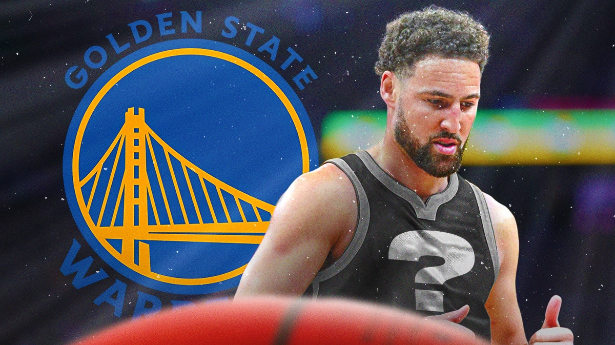 Warriors' Klay Thompson with question mark jersey