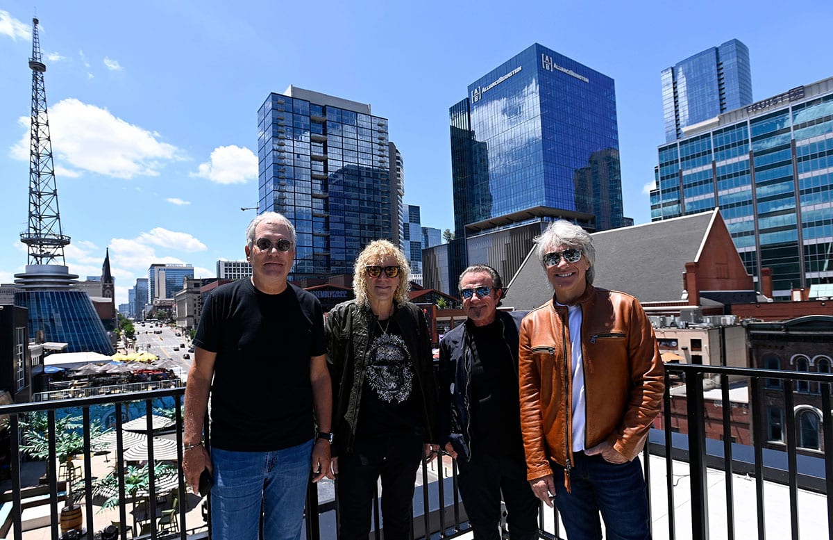 Bon Jovi band members Hugh McDonald David Bryan, Tico Torres, and Jon Bon Jovi in Nashville in June 2024.