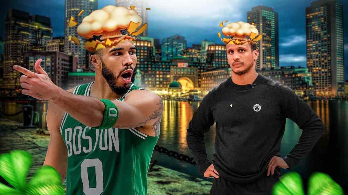 Celtics Joe Mazzulla and Jayson Tatum with their minds blown
