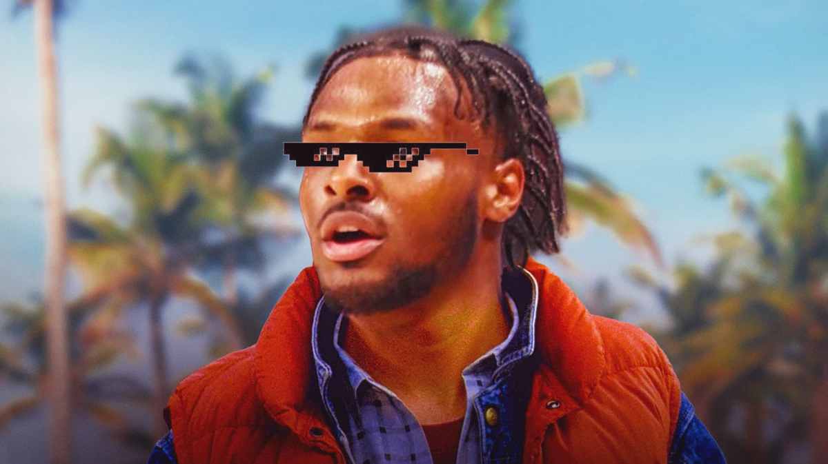 Bronny James doing his best Michael J. Fox impersonation.