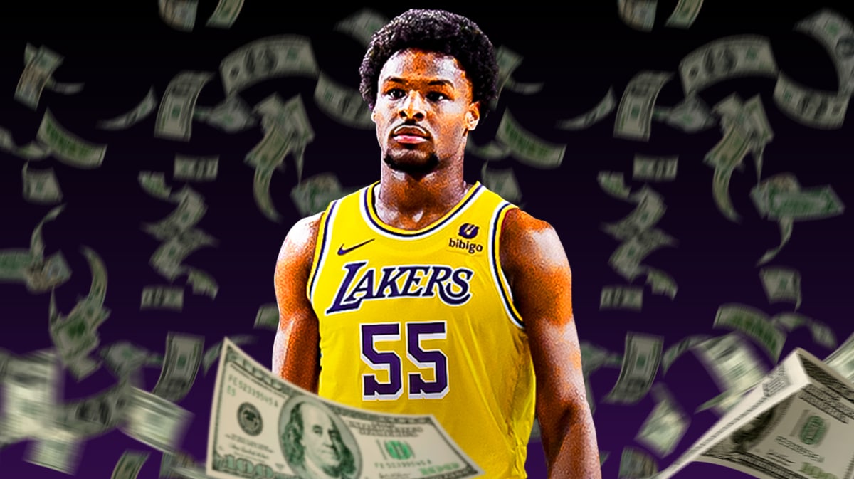 Bronny James with money around him