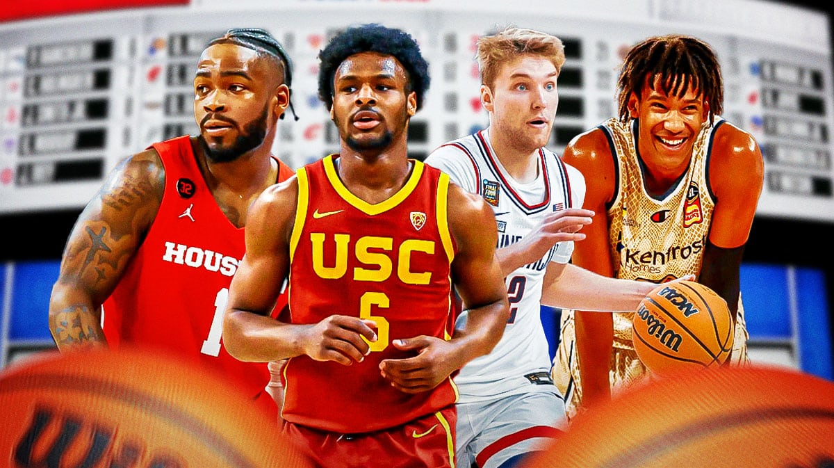 Bronny James, Jamal Shead, Cam Spencer, and Bobi Klintman with NBA Draft background