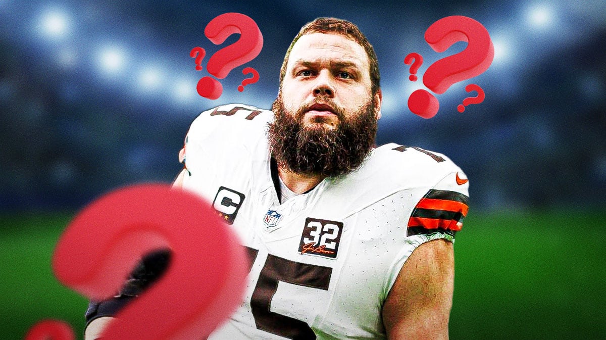 Joel Bitonio with question marks all around him