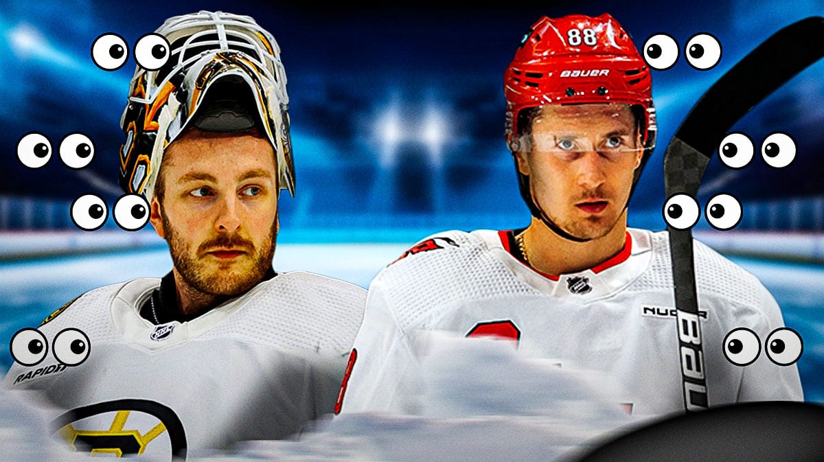 Linus Ullmark, Martin Necas. Eyeball emojis all around